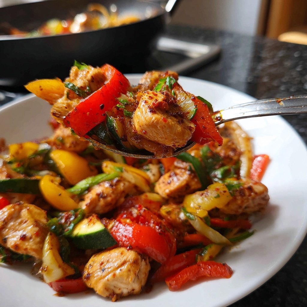 Kalorienarme Gemüsepfanne Mit Hähnchen