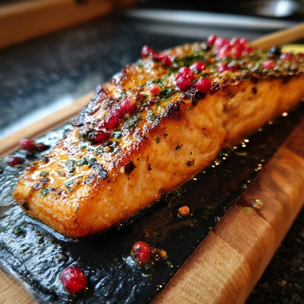 Lachs mit Rosenpfeffer und Butter