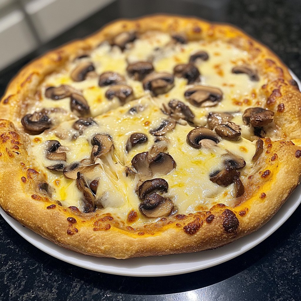Pizza mit Pilzen und Käse