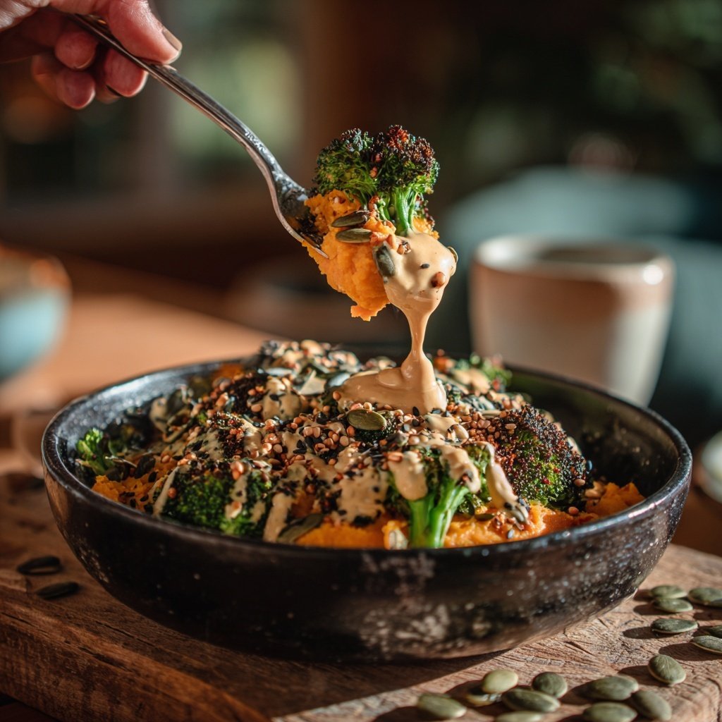 Brokkoli Süßkartoffel Bowl