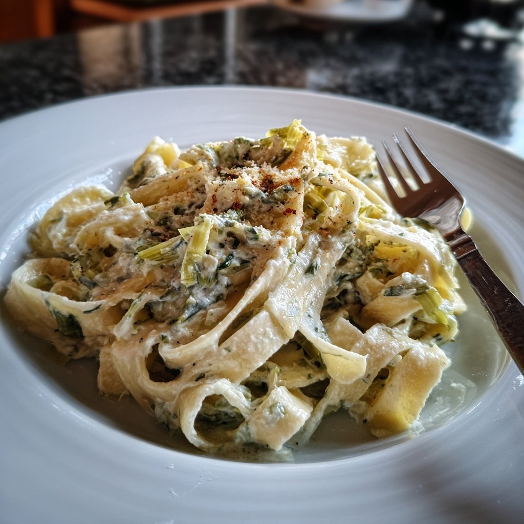 Tagliatelle mit Lauch und Sahne